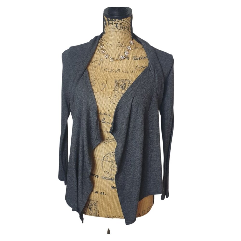Moa Moa Girls Open Cardigan XL Charcoal Gray Open Front Waterfall Chic Y2K
